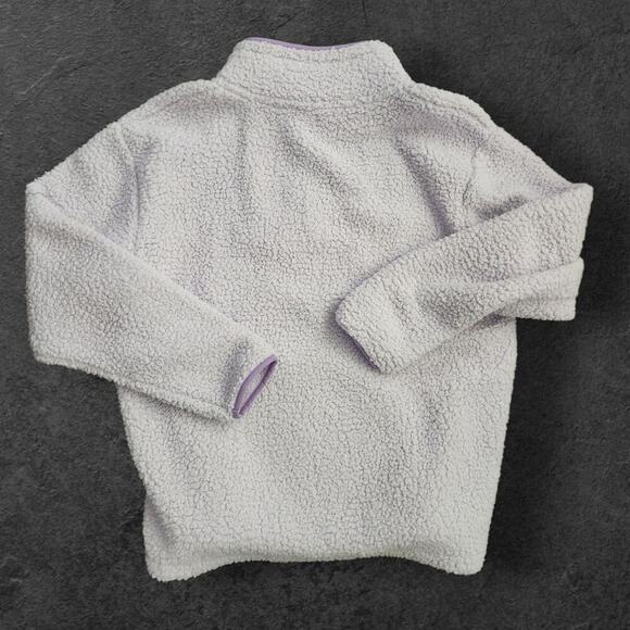 Victoria Secret PINK 1/4 Zip Sherpa Pullover Sweater Women's Sz L Lilac Fluffy - Picture 2 of 8